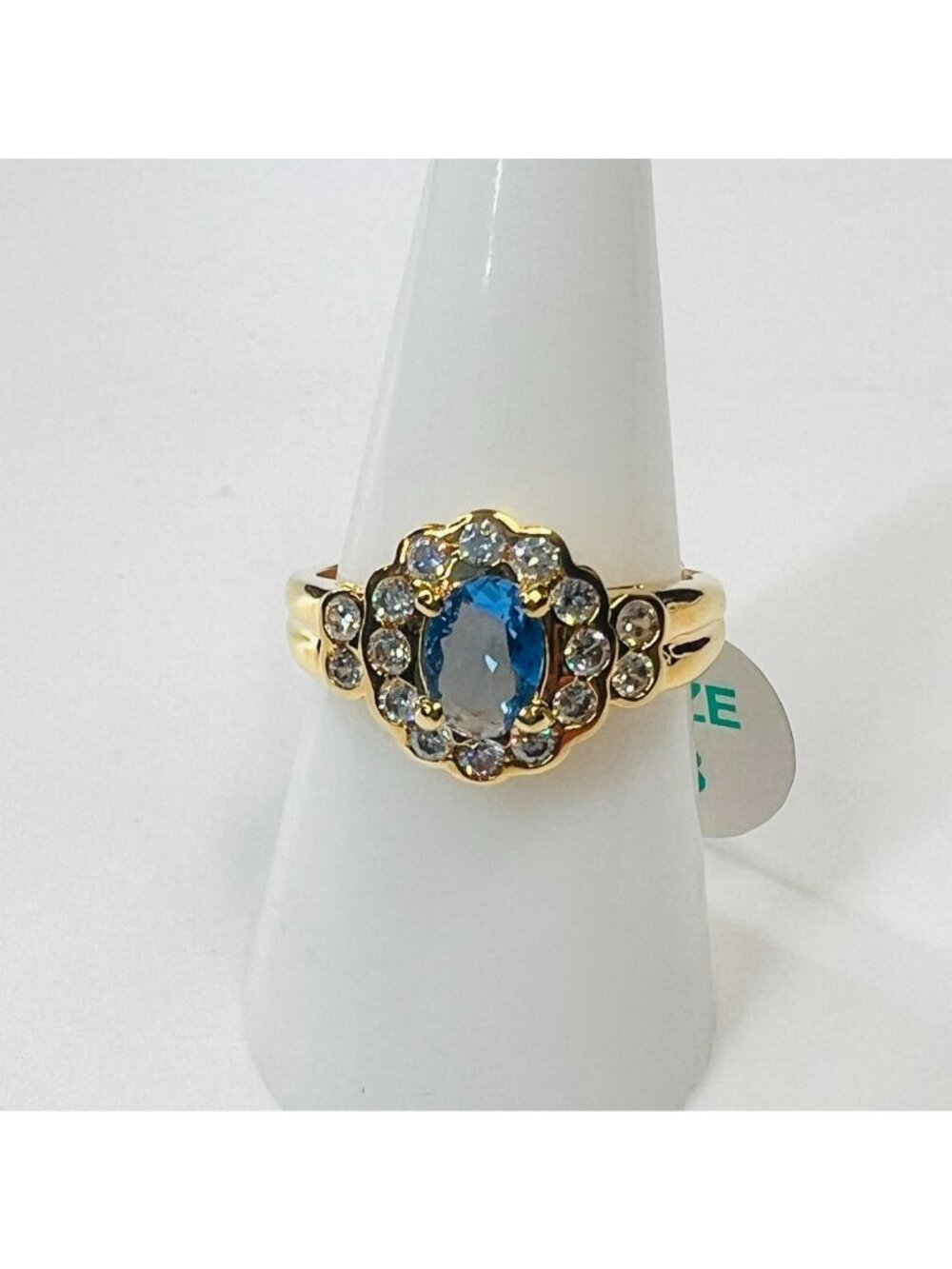 Ring Bomb Party Ring #2894   Size 8 LC Sapphire, 12K gold plated
